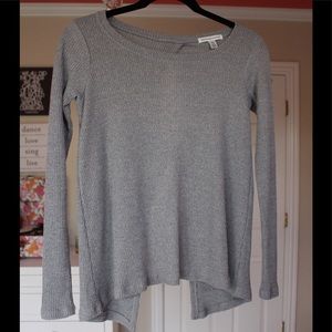 American Eagle Grey Ribbed Open-Back Sweater XS